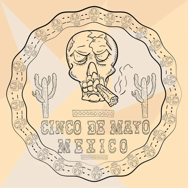 Contorno ilustración 10 Adorno circular pegatina con calaveras Me — Vector de stock