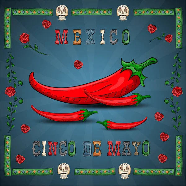 Ilustração 26 design sobre o tema mexicano de Cinco de mayo cel — Vetor de Stock