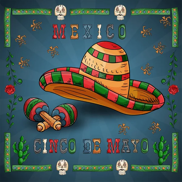 Ilustração 25 design sobre o tema mexicano de Cinco de mayo cel — Vetor de Stock