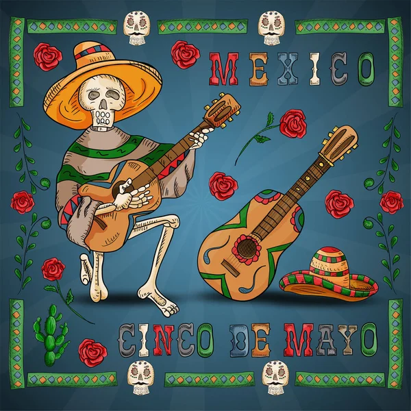 Ilustración 24 diseño sobre el tema mexicano de Cinco de mayo cel — Vector de stock