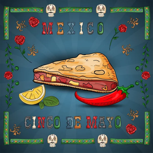 Ilustración 28 diseño sobre el tema mexicano de Cinco de mayo cel — Vector de stock