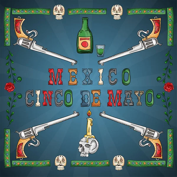 Ilustración 30 diseño sobre el tema mexicano de Cinco de mayo cel — Vector de stock