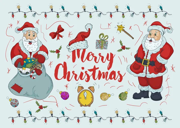 Nuevo año Esquema de Navidad ilustración de color para la decoración des — Vector de stock