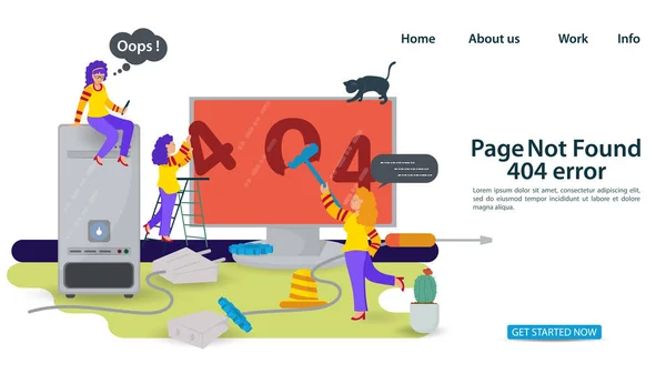Bannière Oops 404 Erreur Page Introuvable Connexion Internet Petites Personnes — Image vectorielle