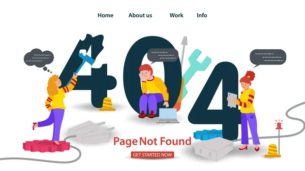 Banner Oops Error 404 Página Encontrada Problemas Conexión Internet Pinturas — Vector de stock