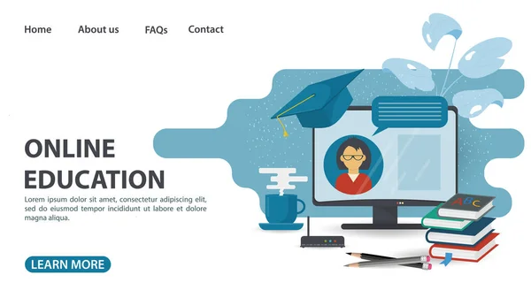 Online Učení Design Webových Stránek Malými Lidmi Knihami Domácí Vzdělávání — Stockový vektor