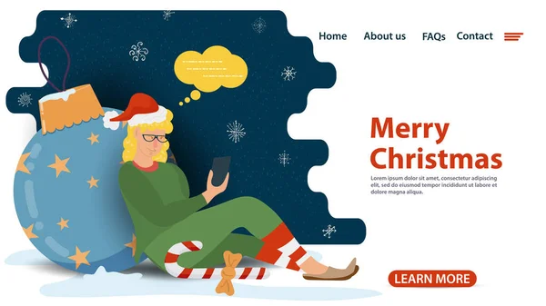 Banner Para Navidad Diseño Año Nuevo Páginas Web Aplicaciones Móviles — Vector de stock