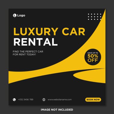 Rent car for social media banner template clipart