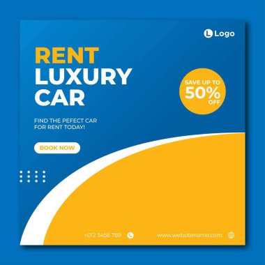 Sosyal medya afişi için kiralık araba şablonu