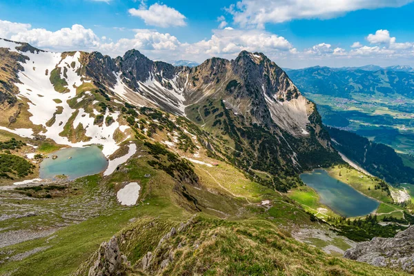 Entschenkopf Crossing Fantastic Panoramic View Upper Lower Gaisalpsee Allgau Alps — Stock Photo, Image