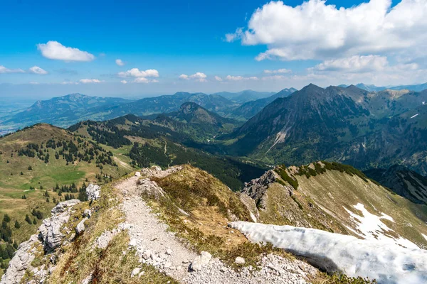 Entschenkopf Cruzamento Com Uma Fantástica Vista Panorâmica Alto Baixo Gaisalpsee — Fotografia de Stock