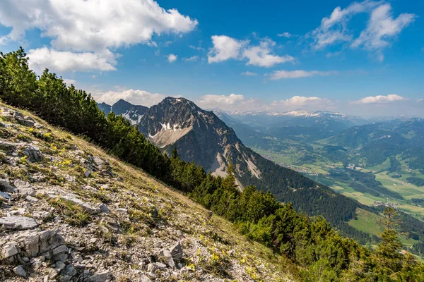 Entschenkopf Cruzamento Com Uma Fantástica Vista Panorâmica Alto Baixo Gaisalpsee — Fotografia de Stock