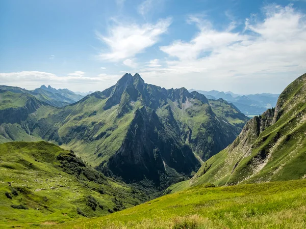 Randonnée Panoramique Fantastique Depuis Nebelhorn Long Laufbacher Eck Schneck Hofats — Photo