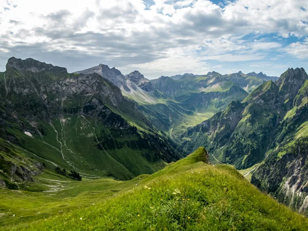 Fantástica Caminata Panorámica Desde Nebelhorn Largo Del Laufbacher Eck Través — Foto de Stock