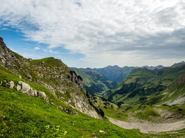 Traumhafte Panoramawanderung Vom Nebelhorn Entlang Des Laufbacher Ecks Über Schneck — Stockfoto