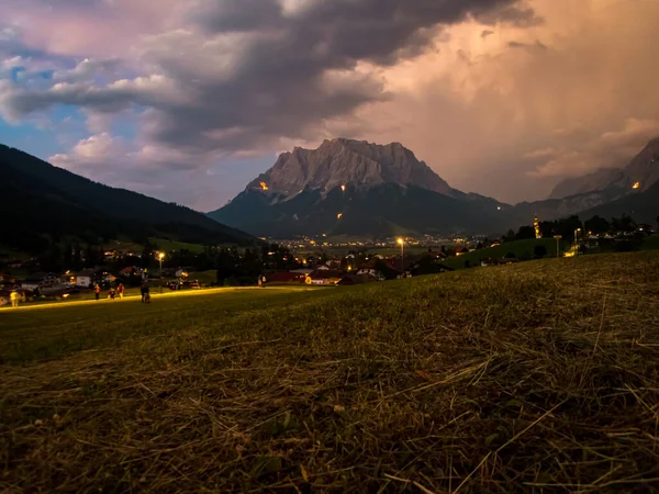 Les Feux Montagne Traditionnels Aréna Tiroler Zugspitz Ehrwald — Photo