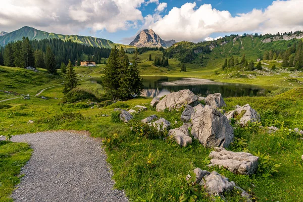 Fantástica Caminata Las Hermosas Montañas Lechquellen Warth Schrocken Bregenzerwald Vorarlberg — Foto de Stock