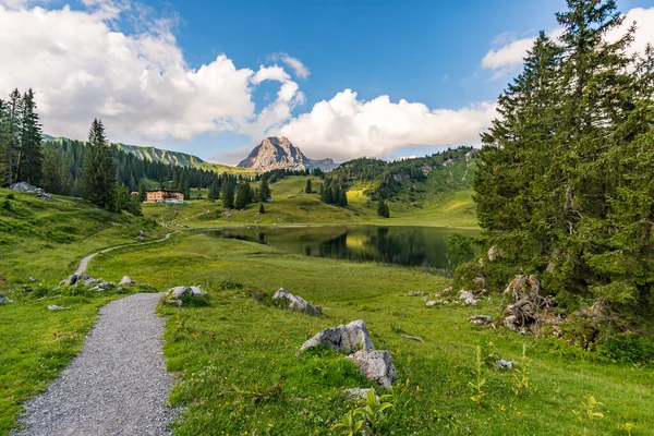 Fantástica Caminata Las Hermosas Montañas Lechquellen Warth Schrocken Bregenzerwald Vorarlberg — Foto de Stock