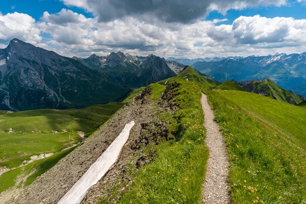 Fantastische Wandeling Het Lechquellen Gebergte Vorarlberg Oostenrijk Bij Lech Warth — Stockfoto
