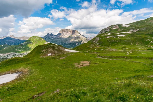 Φανταστική Πεζοπορία Στα Βουνά Lechquellen Στο Vorarlberg Της Αυστρίας Κοντά — Φωτογραφία Αρχείου