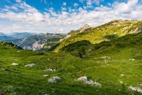 Φανταστική Πεζοπορία Στα Βουνά Lechquellen Στο Vorarlberg Της Αυστρίας Κοντά — Φωτογραφία Αρχείου
