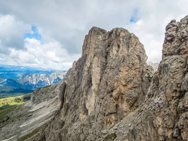 Klimmen Rotwand Masare Ferrata Rozentuin Dolomieten Zuid Tirol Italië — Stockfoto