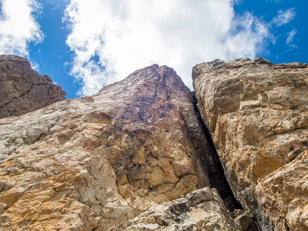 Klättring Rotwand Och Masare Ferrata Rosenträdgården Dolomiterna Sydtyrolen Italien — Stockfoto