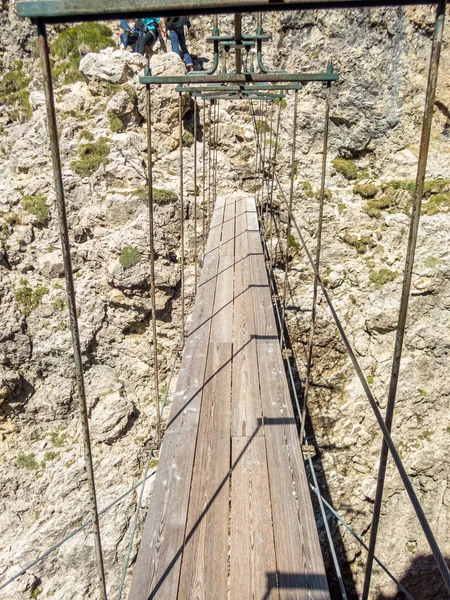 Klättring Pisciadu Ferrata Sella Gruppen Dolomiterna Sydtyrolen — Stockfoto