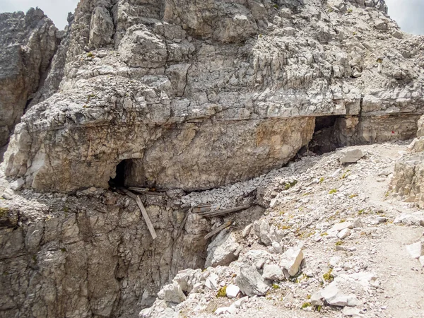 Escalade Rotwand Ferrata Près Sexten Dans Les Dolomites Tyrol Sud — Photo