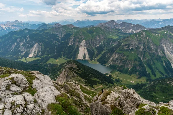 Φανταστική Πεζοπορία Στο Βουνό Λίμνη Schrecksee Κοντά Hinterstein Στις Άλπεις — Φωτογραφία Αρχείου