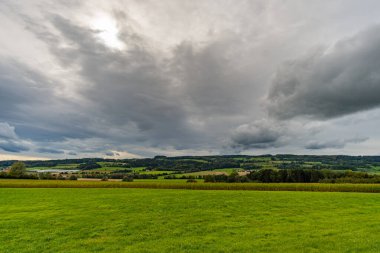 Almanya 'da Constance Gölü yakınlarındaki Wilhelmsdorf yakınlarında Yukarı Bataklık' ta harika, güneşli bir sonbahar yürüyüşü.
