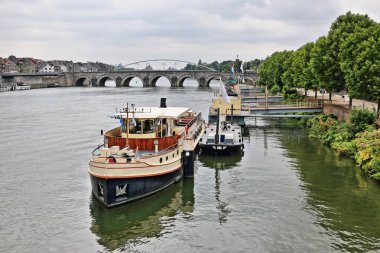 Maastricht görünümü üzerinde yolcu gemisi Sint-Servasbruug için