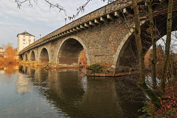 Vecchio Ponte Lahn Sott Acqua — Foto Stock