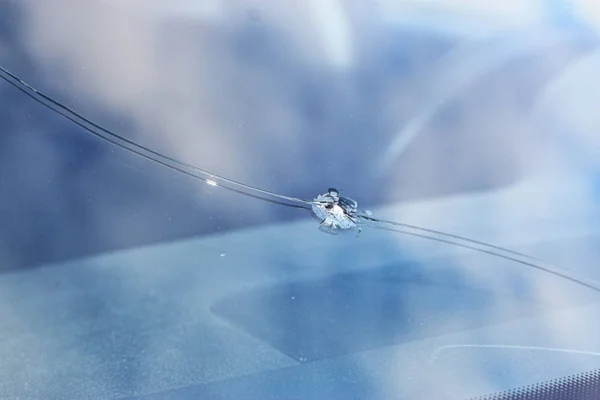 Glasschäden Durch Steinsplitter Der Windschutzscheibe — Stockfoto