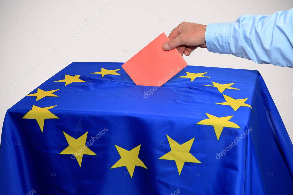 Ballot is put in the ballot box for europa election