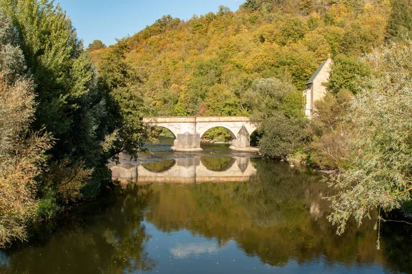 Vecchio Ponte Werra Vicino Creuzburg Turingia Germania — Foto Stock
