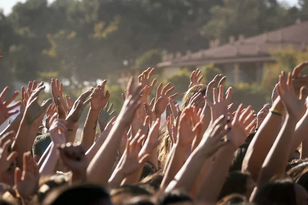 Crowded People Hands Day Time Concert — Stock Photo, Image