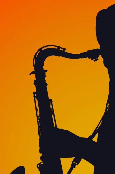 Silueta Saxofonista Kapucí — Stock fotografie