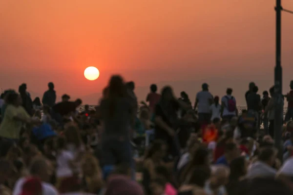 Izmir Turkiet September 2018 Solnedgång Och Trångt Personer Izmir Och — Stockfoto