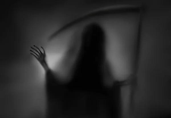 Digtal Målning Siluett Reaper Med Lie — Stockfoto