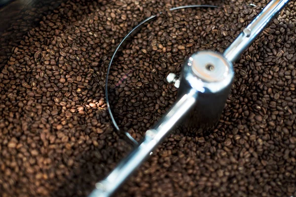 Coffee Bean Roasting Machine Beans Mixing Close Shot — Stock Photo, Image