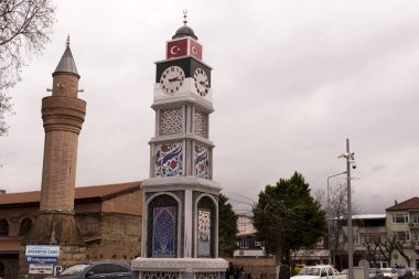 Iznik, Türkiye - 25 Şubat 2018: Kare Iznik, Iznik Saat Kulesi.