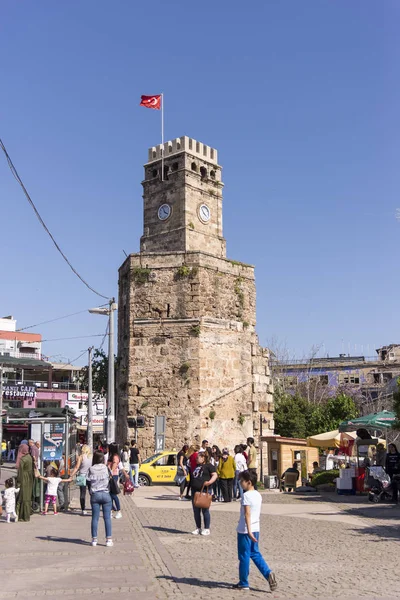Antalya Turkey April 2018 Close Shot Clock Tower Antalya — Stock Photo, Image