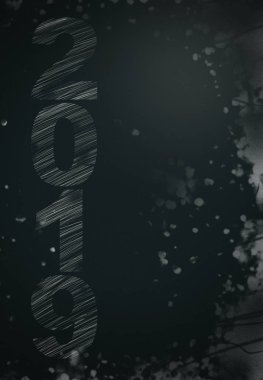 Yeşil kara tahta tebeşir ile yazılı 2019.