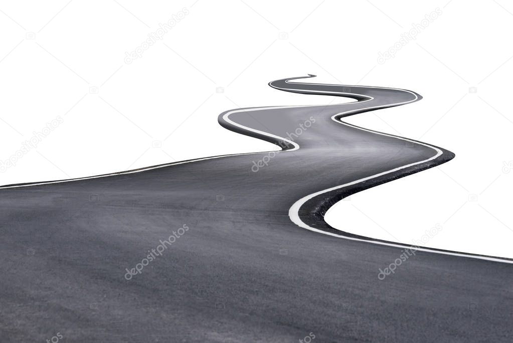 S shaped isolated new road background with clipping path.
