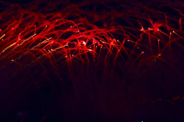 Spettacolo Fuochi Artificio Colorato Notte — Foto Stock