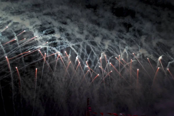 Spettacolo Fuochi Artificio Colorato Notte — Foto Stock