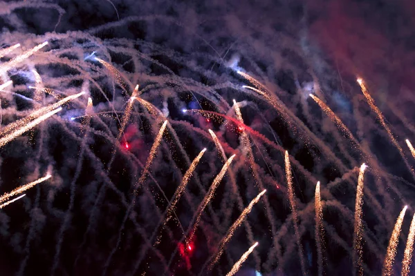 Spettacolo Fuochi Artificio Colorato Notte — Foto Stock