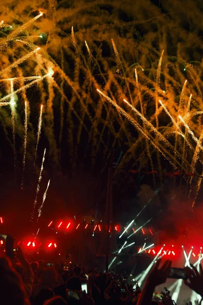 Spettacolo Fuochi Artificio Colorato Notte — Foto Stock