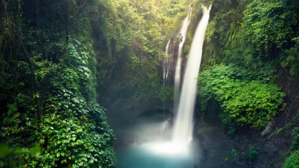 Rybářské Záběry Vodopádového Materiálu Indonésii Bali — Stock video